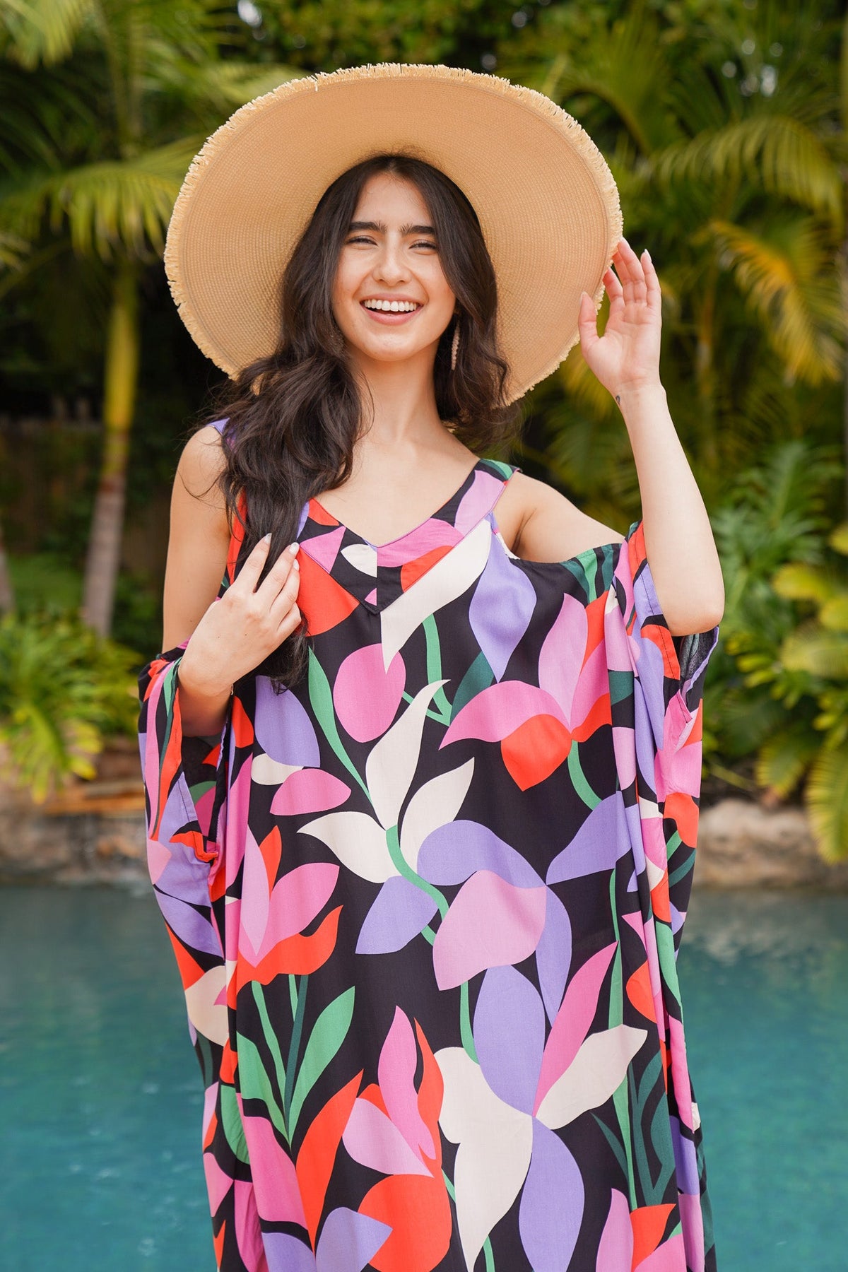 Palm Springs Open Shoulder Caftan | Shop Coco Rose Boutique Beach & Resort Wear