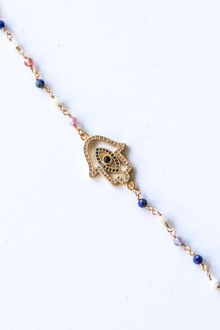 18K Toggle Indigo Rose Hamsa Bracelet | Shop Bali Queen