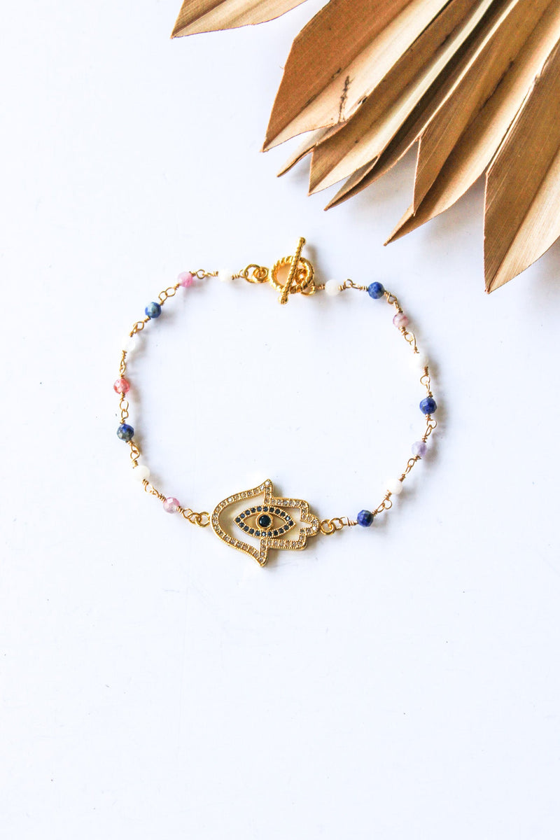 18K Toggle Indigo Rose Hamsa Bracelet | Shop Bali Queen