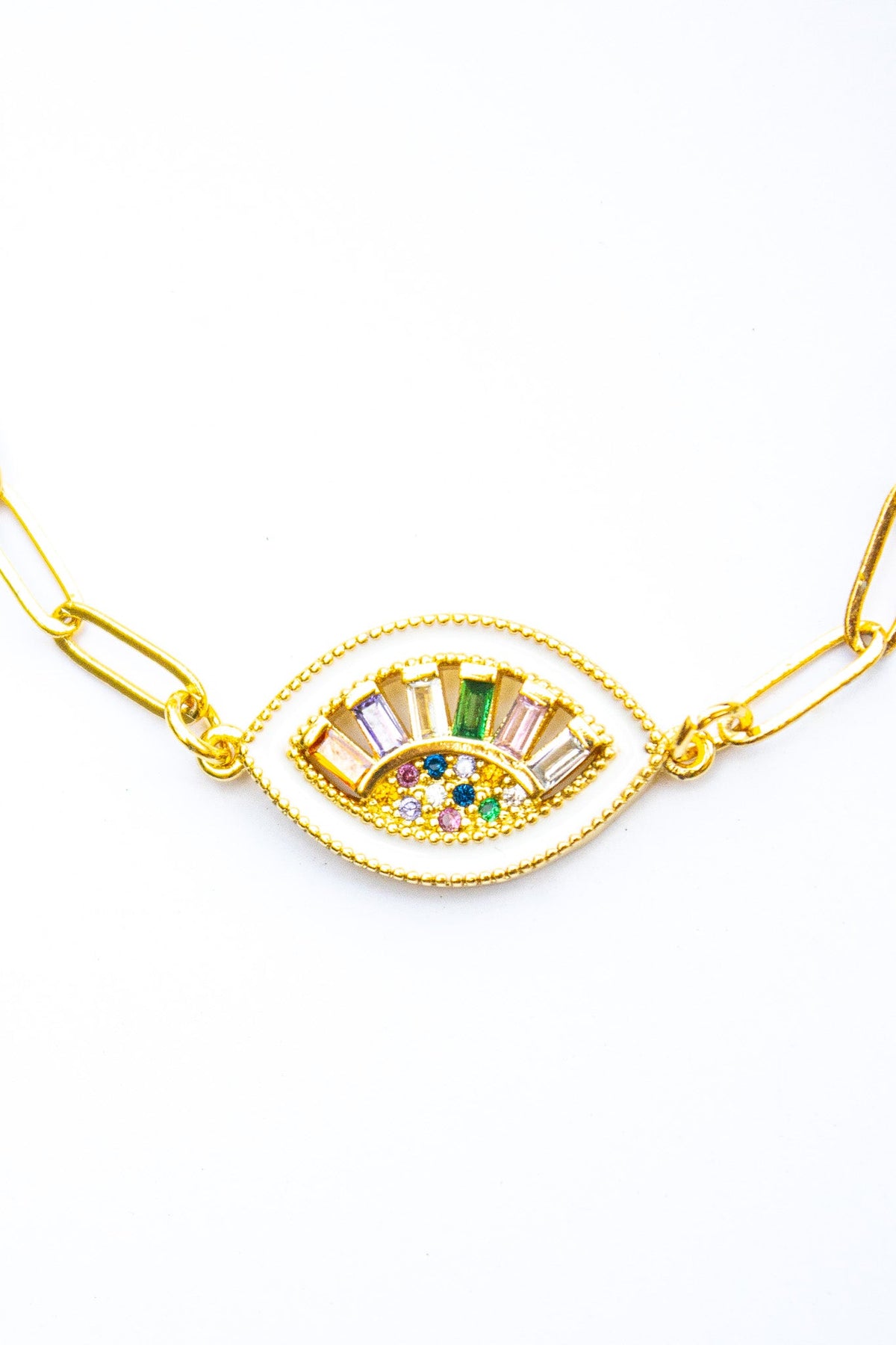 18K Link Rainbow Evil Eye Bracelet | Shop Bali Queen