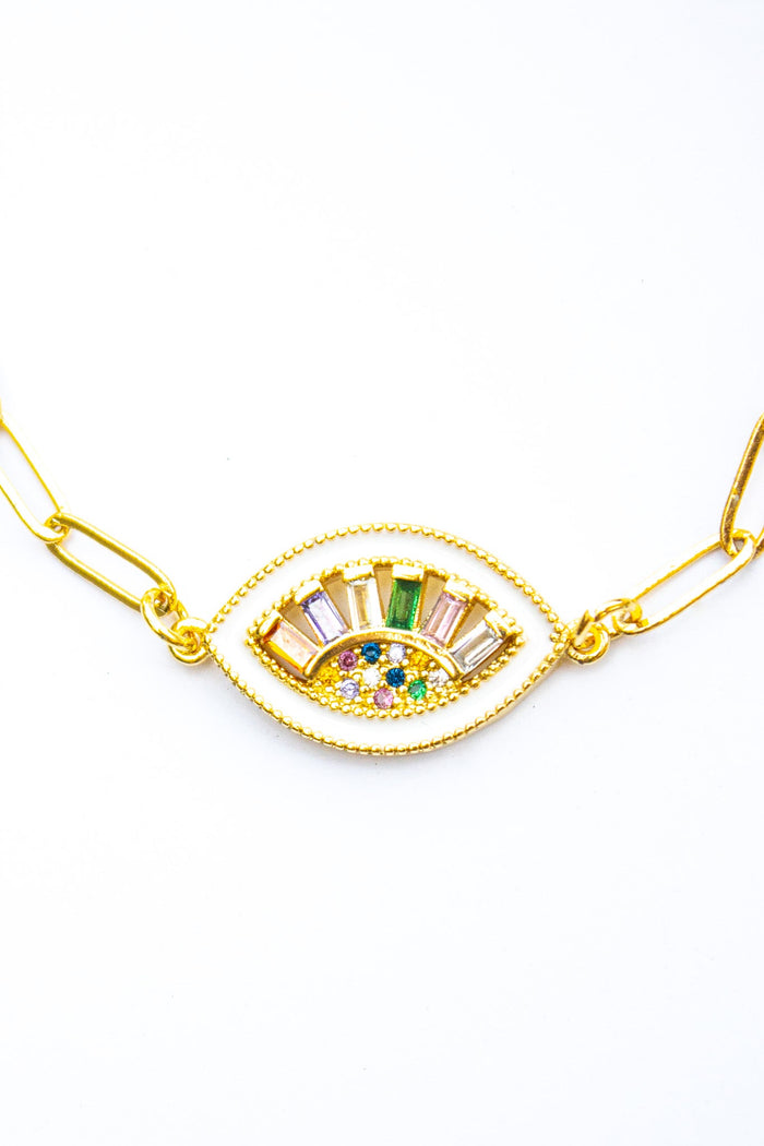 18K Link Rainbow Evil Eye Bracelet | Shop Bali Queen