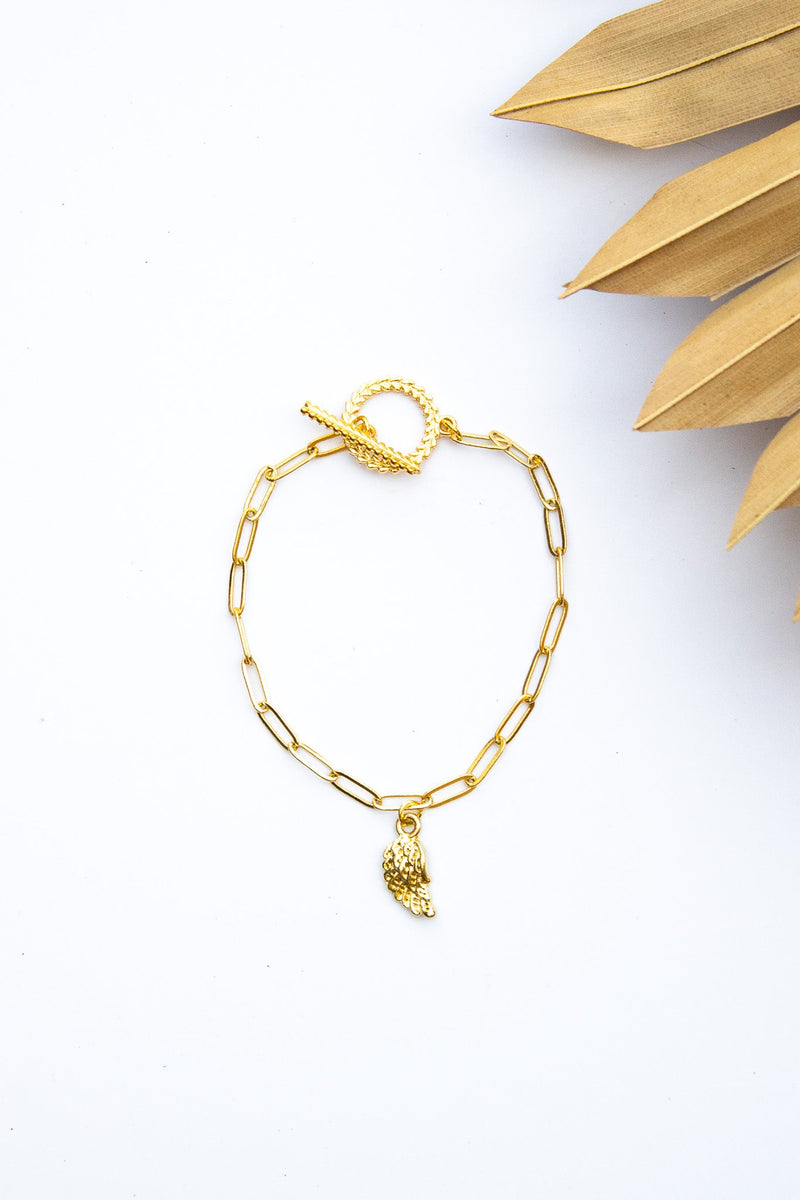 18K Link Pendant Wings Bracelet | Shop Bali Queen