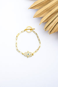 18K Link Crystal Fatima Bracelet | Shop Bali Queen