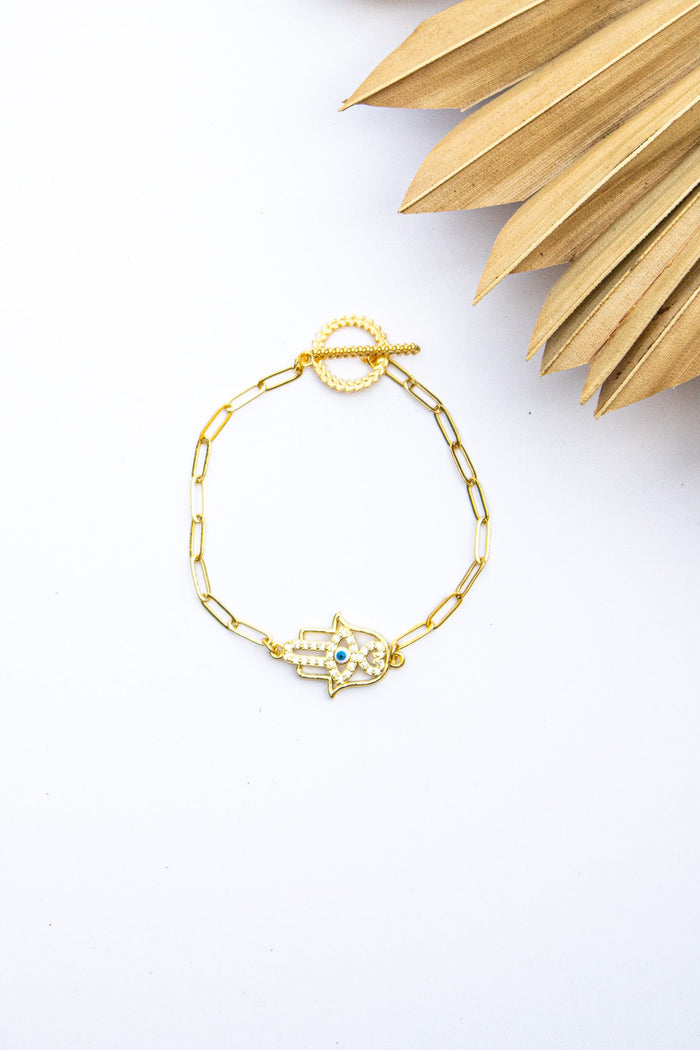 18K Link Crystal Fatima Bracelet | Shop Bali Queen