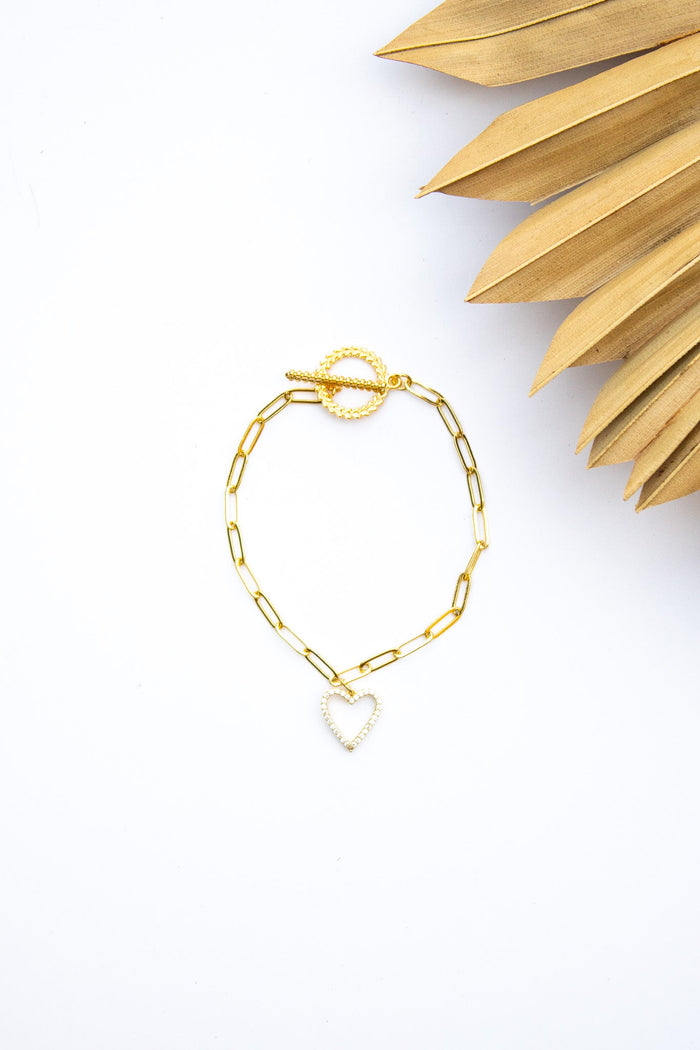 18K Link Open Heart Gem Bracelet | Shop Bali Queen