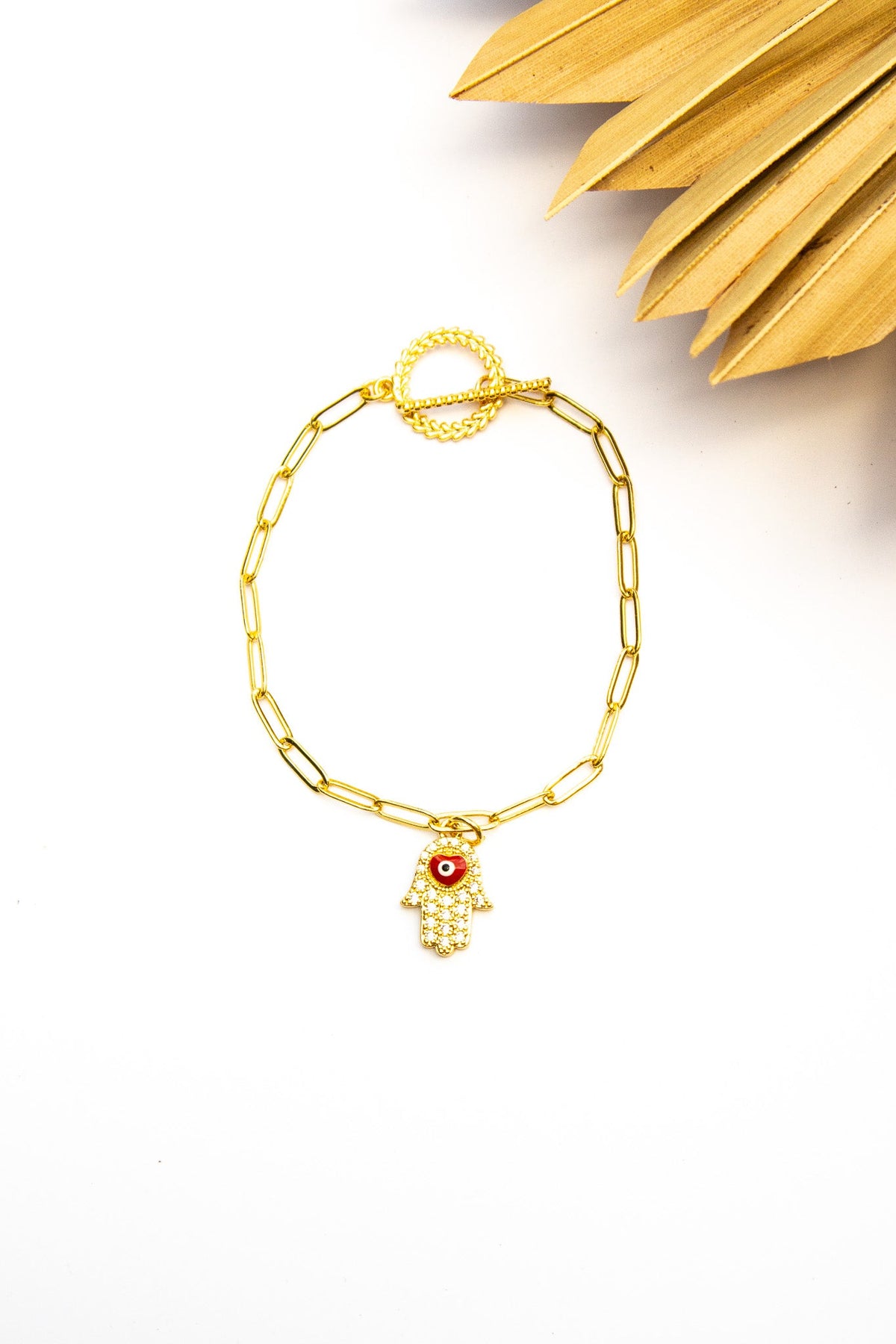 18K Link Evil Eye Fatima Bracelet | Shop Bali Queen