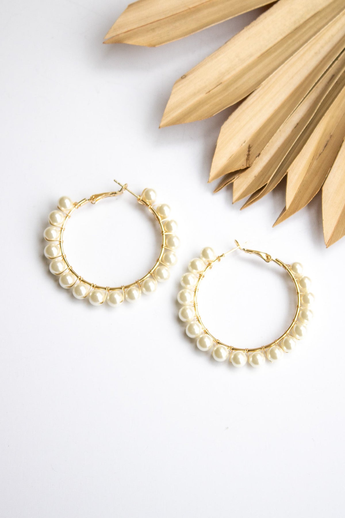 Full Moon Pearl Hoop Earrings | Shop Bali Queen