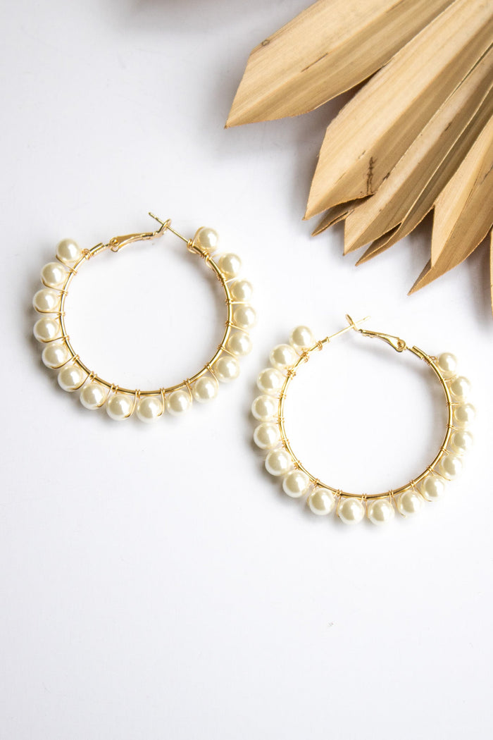 Full Moon Pearl Hoop Earrings | Shop Bali Queen