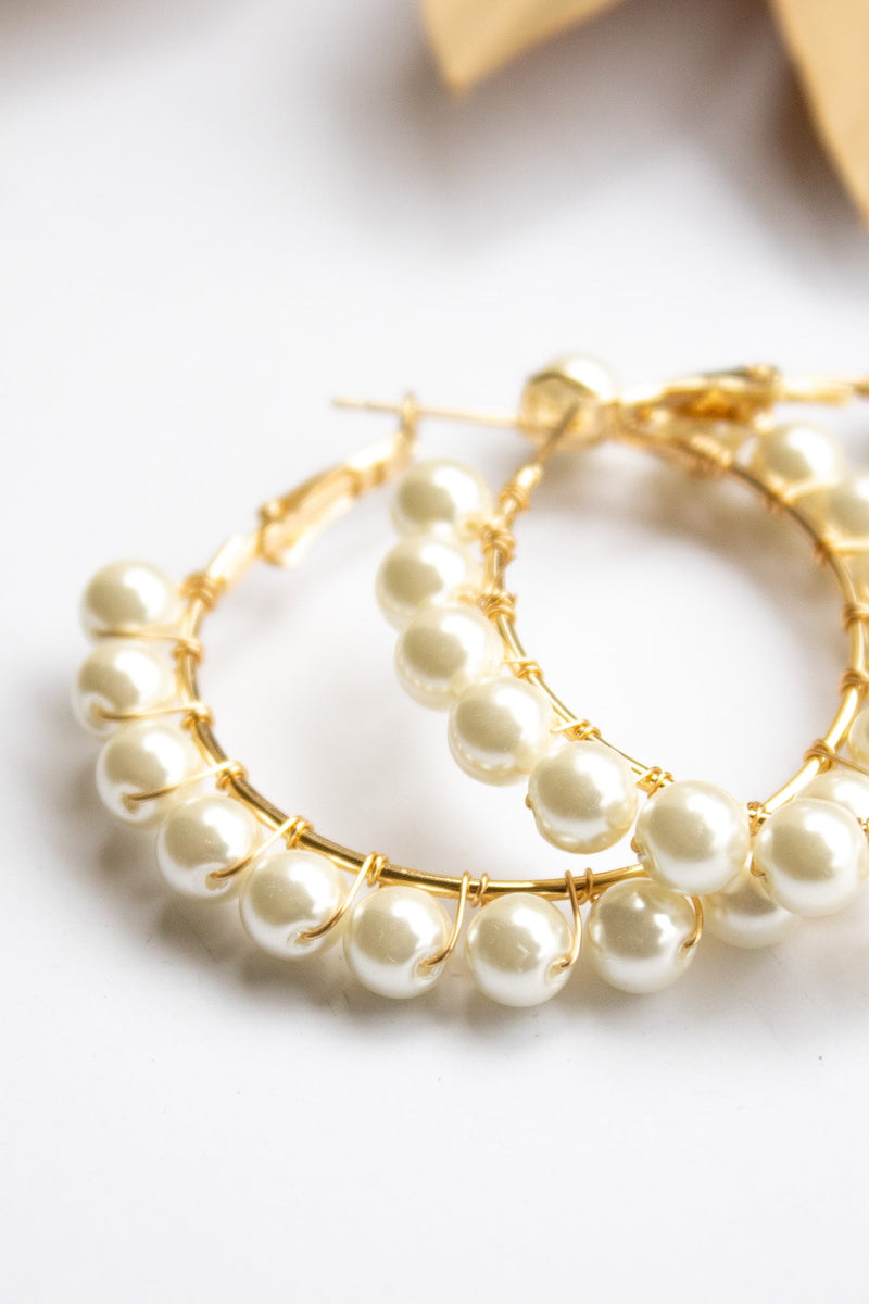 Full Moon Pearl Hoop Earrings | Shop Bali Queen