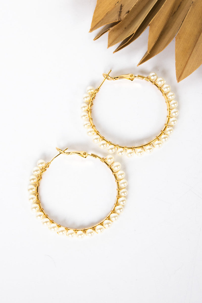 Full Moon Pearl Hoop Earrings | Shop Bali Queen