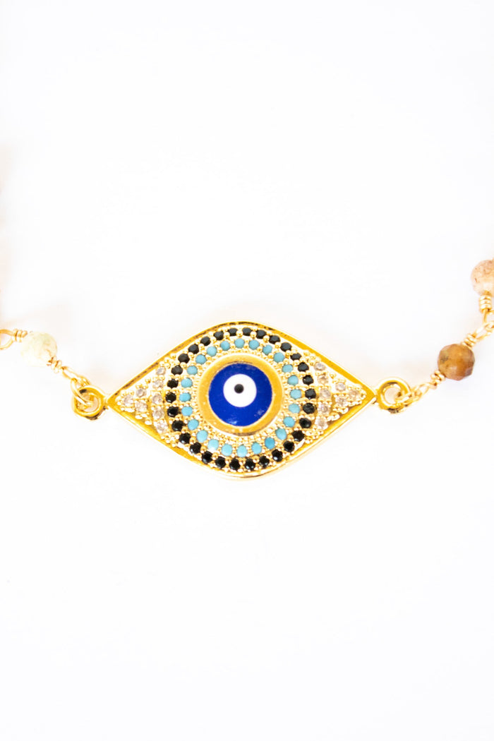 18K Toggle Evil Eye Unakite Bracelet | Shop Bali Queen