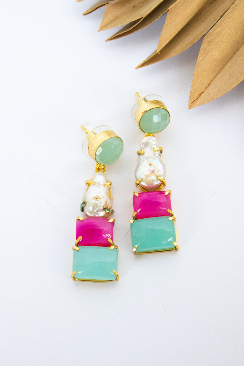 Dasha Pearl & Topaz Stack Earring | Shop Bali Queen