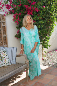 Dahlia Daze Open Shoulder Ruffle Caftan | Shop Coco Rose Boutique Beach & Resort Wear