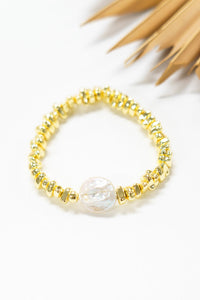 Golden Pebble Pearl Stretch Bracelet | Shop Bali Queen