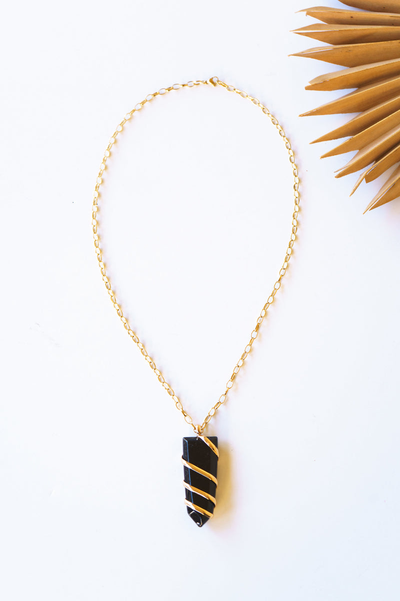 Obsidian Spiral Point Necklace | Shop Coco Rose Boutique Beach & Resort Wear