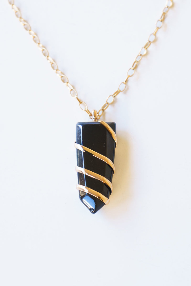 Obsidian Spiral Point Necklace | Shop Coco Rose Boutique Beach & Resort Wear