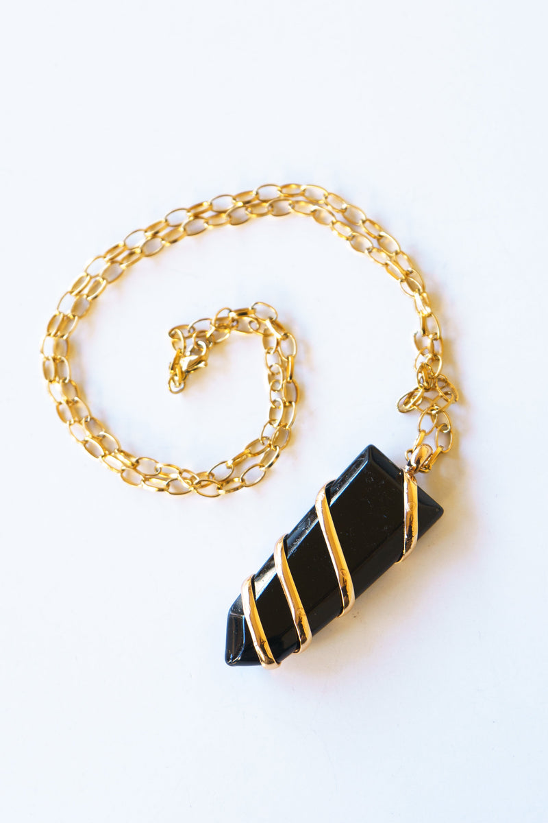 Obsidian Spiral Point Necklace | Shop Coco Rose Boutique Beach & Resort Wear