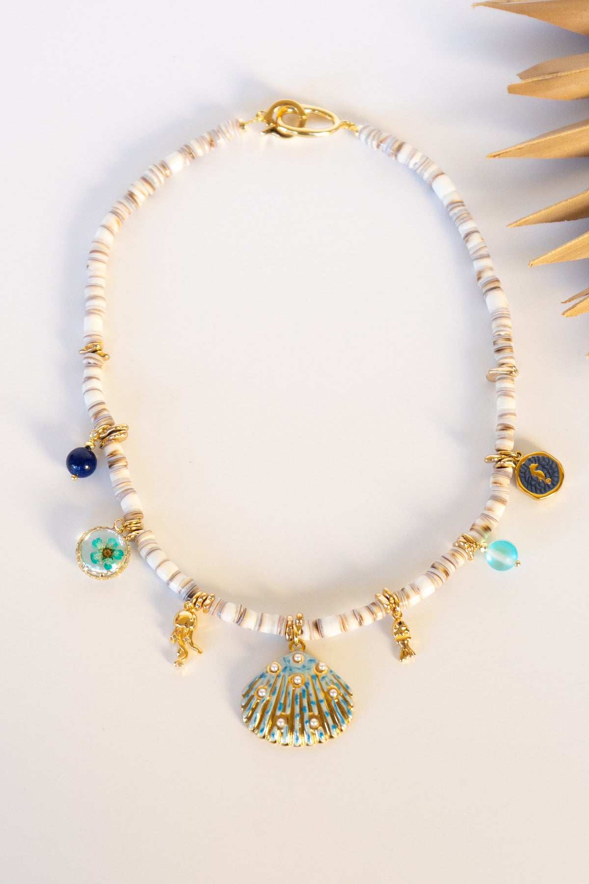 Heishi Bead Scallop Charm Necklace | Shop Bali Queen