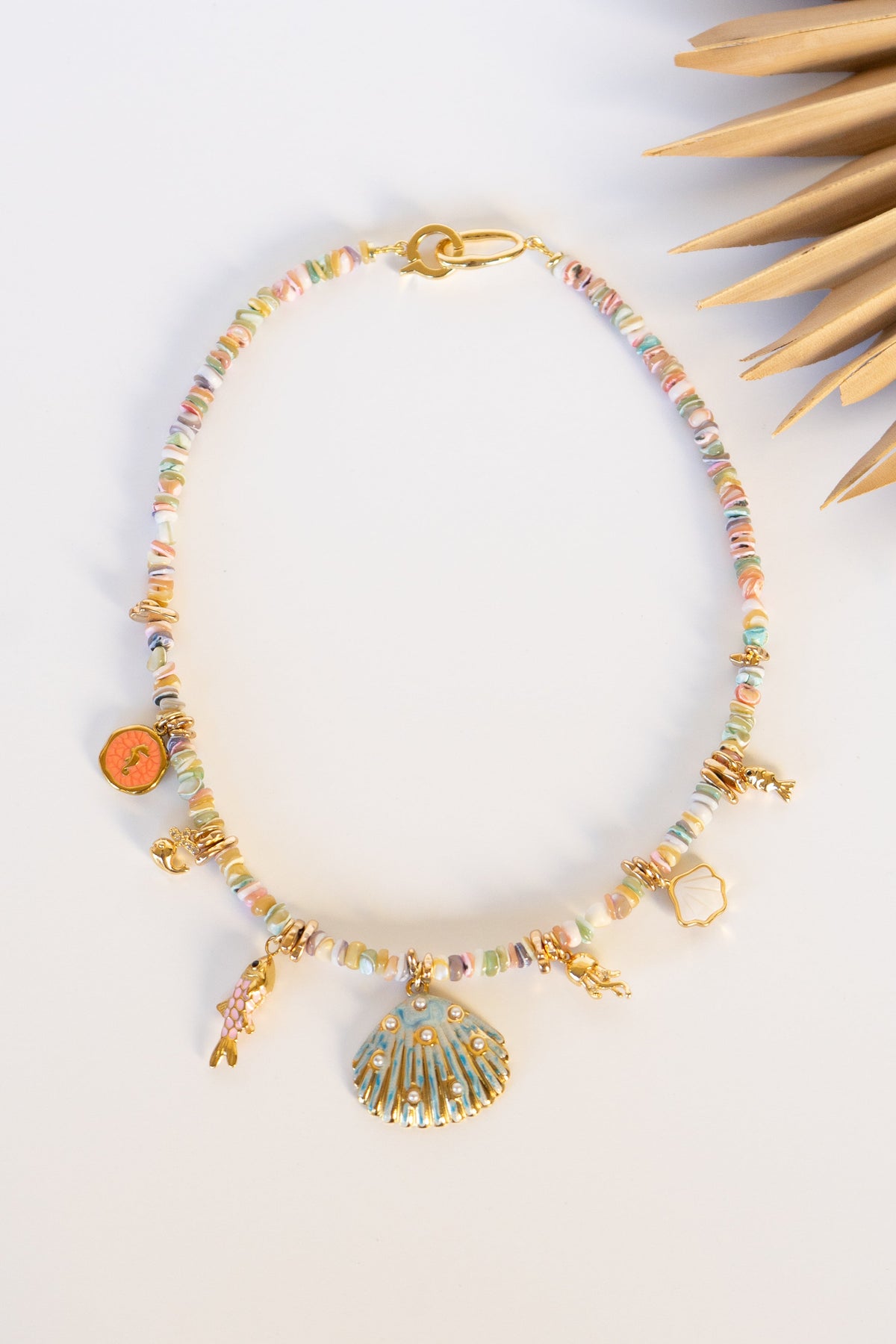 Heishi Bead Scallop Charm Necklace | Shop Bali Queen