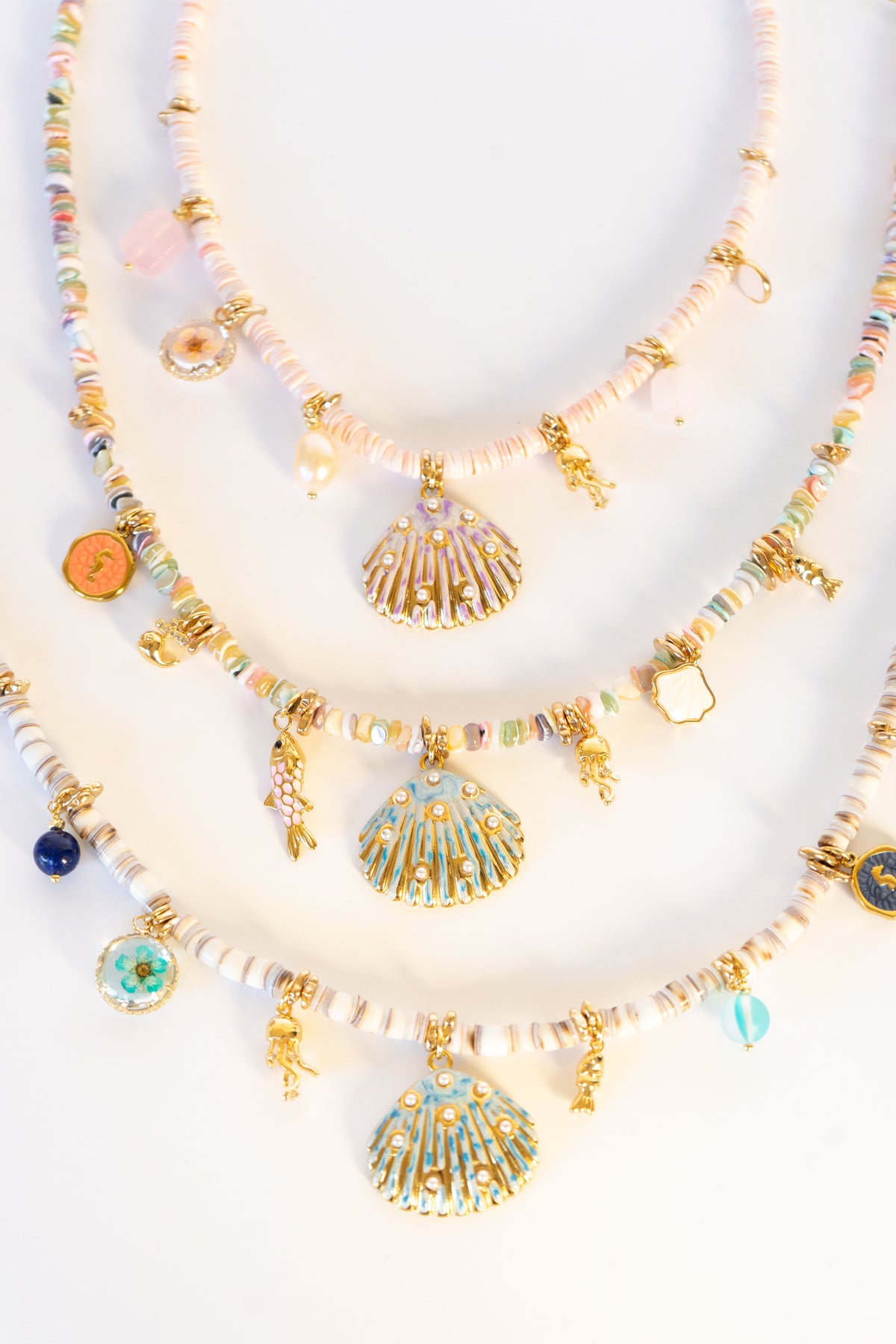 Heishi Bead Scallop Charm Necklace | Shop Bali Queen