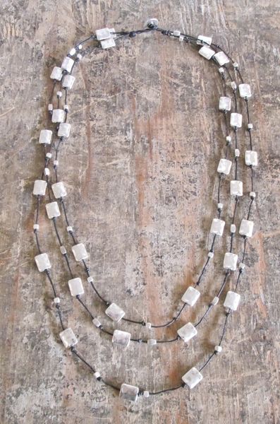 Triple Strand Rectangle Alloy Necklace | Shop Bali Queen