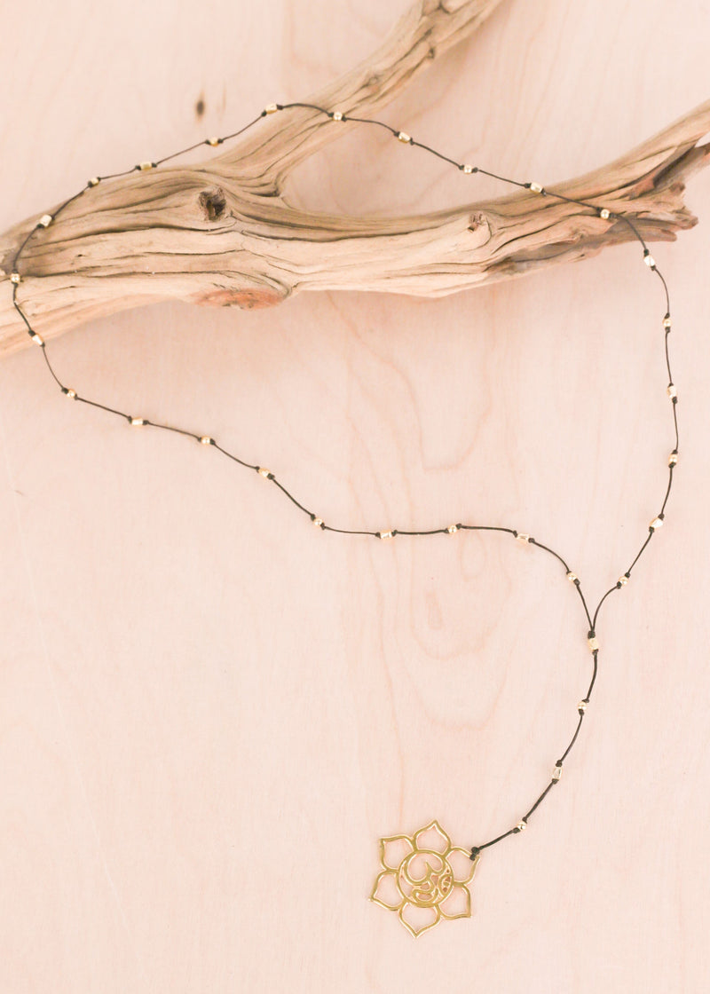 Floral Ohm Gold Alloy Necklace | Shop Bali Queen