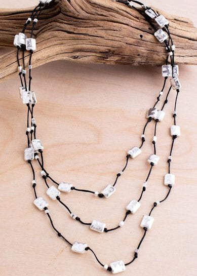 Triple Strand Rectangle Alloy Necklace | Shop Bali Queen