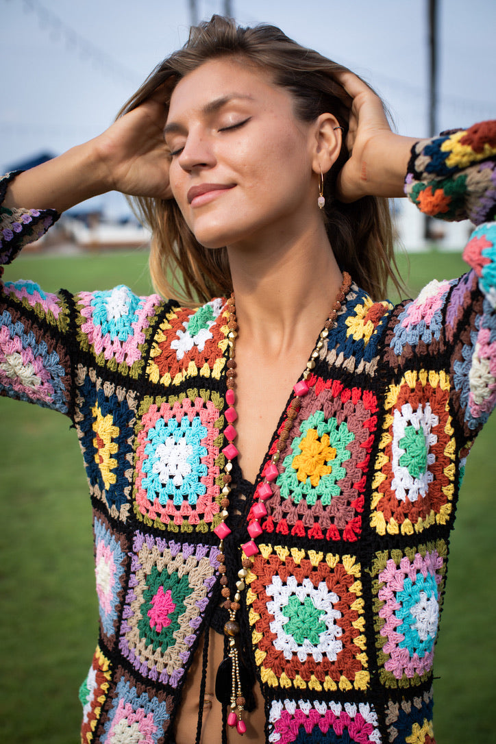 Flower Power Crochet Kimono| Luxury Kimonos & Robes – Chic Resort