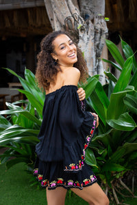 Bali Queen, Coco Rose, Resort Wear, Pool Wear, Bathing suit coverup, summer, summer style, boutique, bali, travel, boho style, sundress, esmerelda, embroidered,, off the shoulder