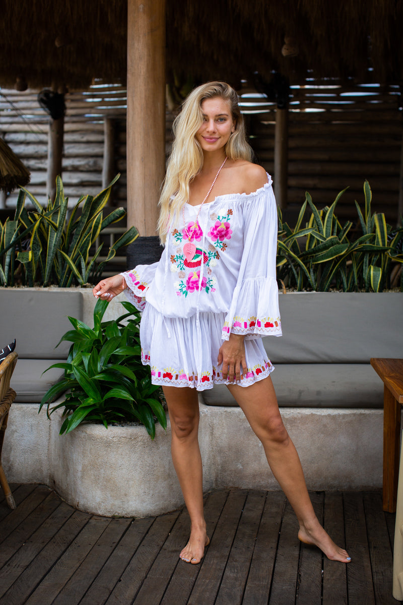 Bali Queen, Coco Rose, Resort Wear, Pool Wear, Bathing suit coverup, summer, summer style, boutique, bali, travel, boho style, sundress, esmerelda, embroidered,, off the shoulder