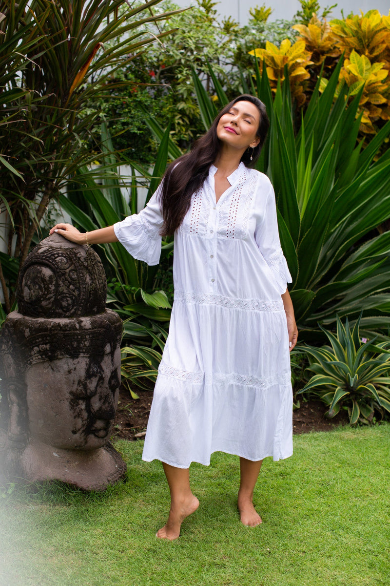 Eyelet Gypsy Tiered Midi Dress Eyelet Gypsy Tiered Midi Dress