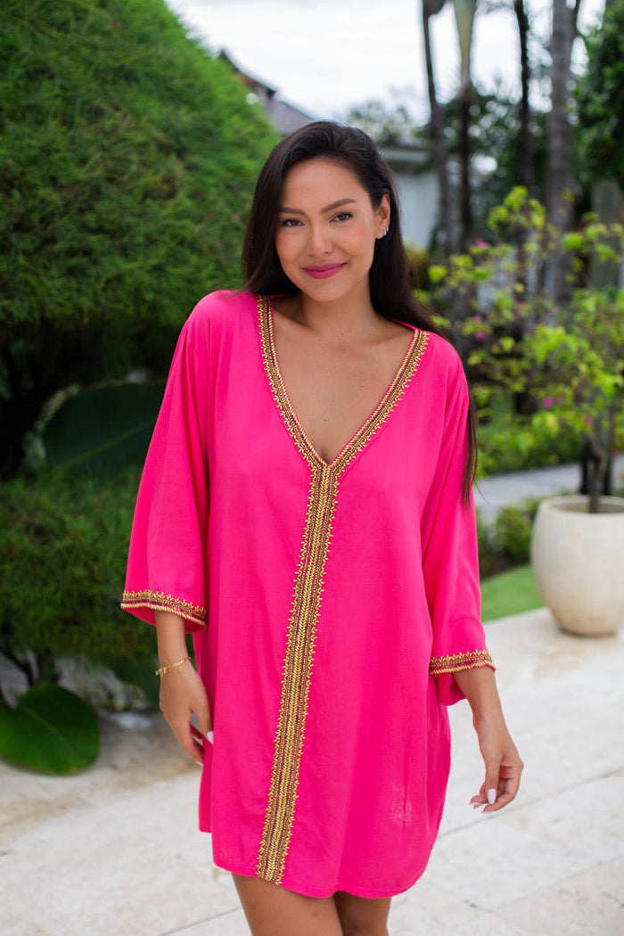 bali queen, coco rose, tunic, cabo, rayon, gold beading, new arrival