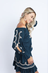Bali Queen, Coco Rose, Resort Wear, Pool Wear, Bathing suit coverup, summer, summer style, boutique, bali, travel, boho style, sundress, roseta, embroidered, sequin, off the shoulder