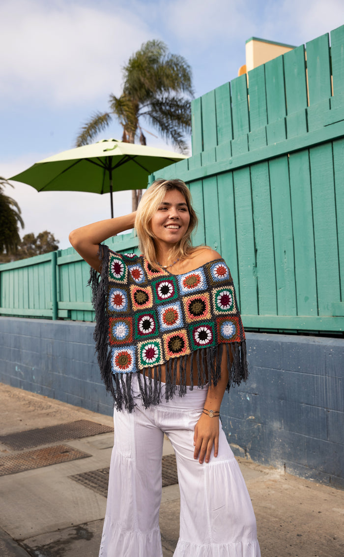 Flower Power Crochet Poncho | Shop Coco Rose Boutique Beach & Resort Wear