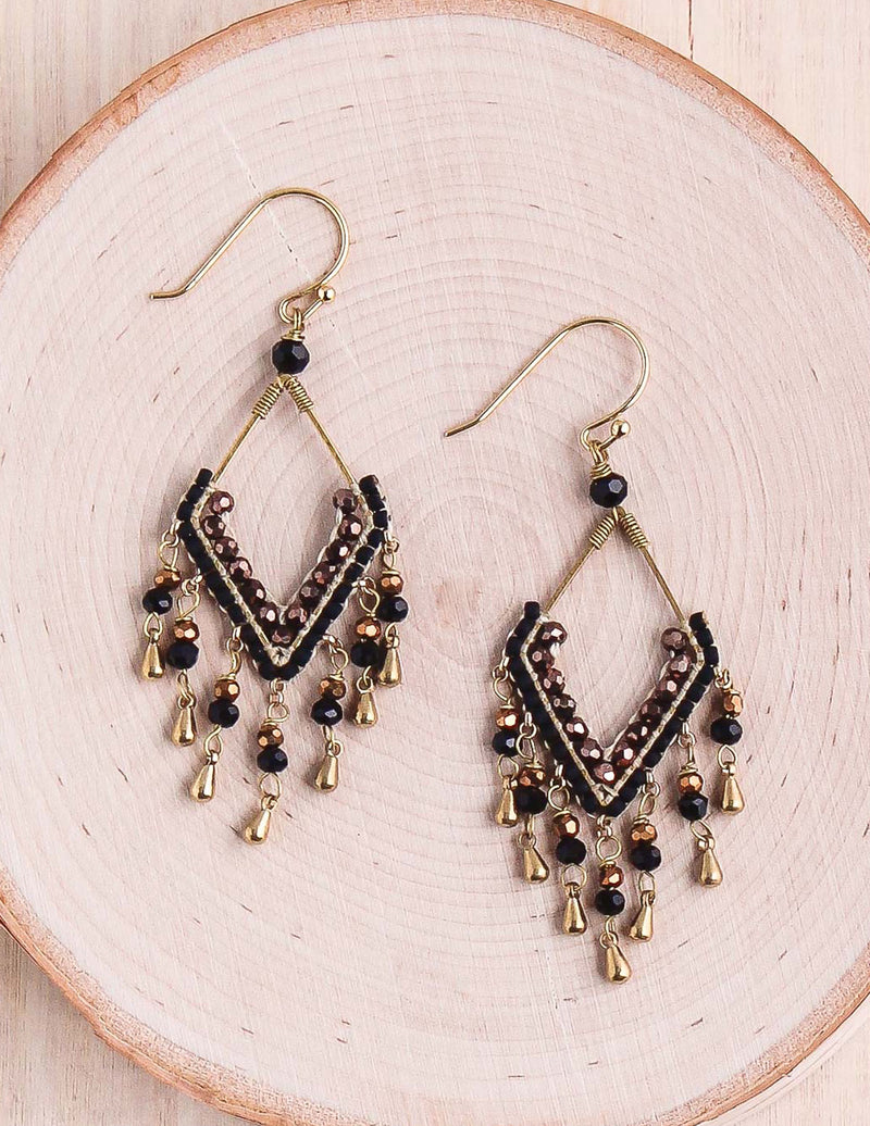 Thai crystal earring, tear drop earrings, crystal beads, geometical, dangle earrings, dainty earring, bali queen. coco rose, summer style