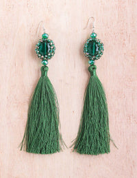 Thai tassel, shoulder duster earring, tassel earrings, night out earring, crystal beads, bali queen, coco rose