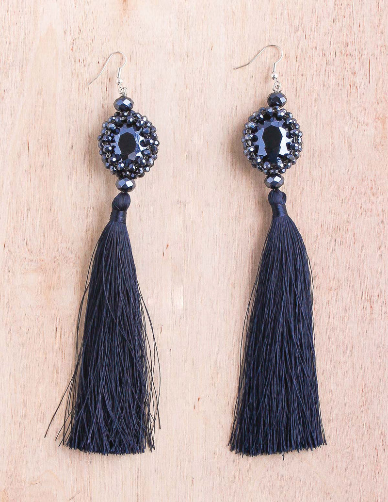 Thai tassel, shoulder duster earring, tassel earrings, night out earring, crystal beads, bali queen, coco rose
