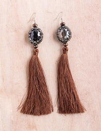 Thai tassel, shoulder duster earring, tassel earrings, night out earring, crystal beads, bali queen, coco rose