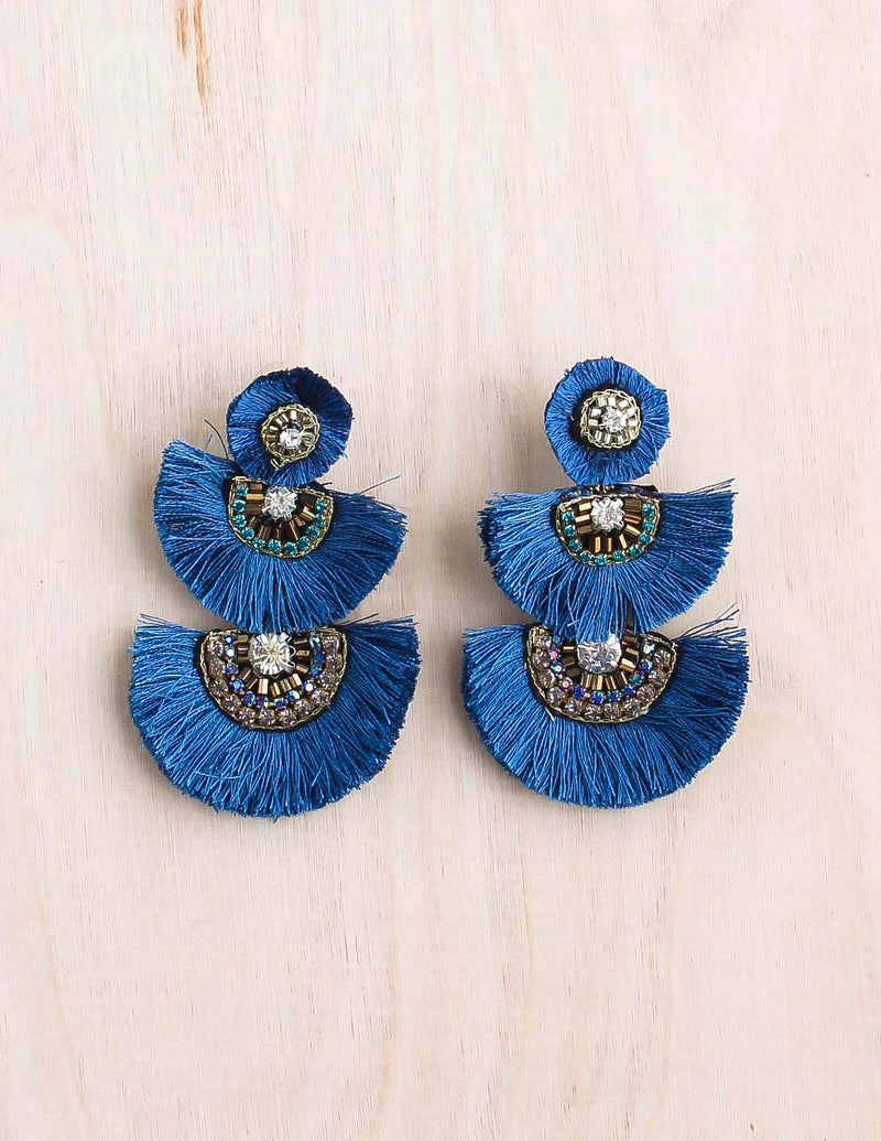 navajo earring, statement earring, beaded earring, fan earring, bali, bali queen, coco rose, raja
