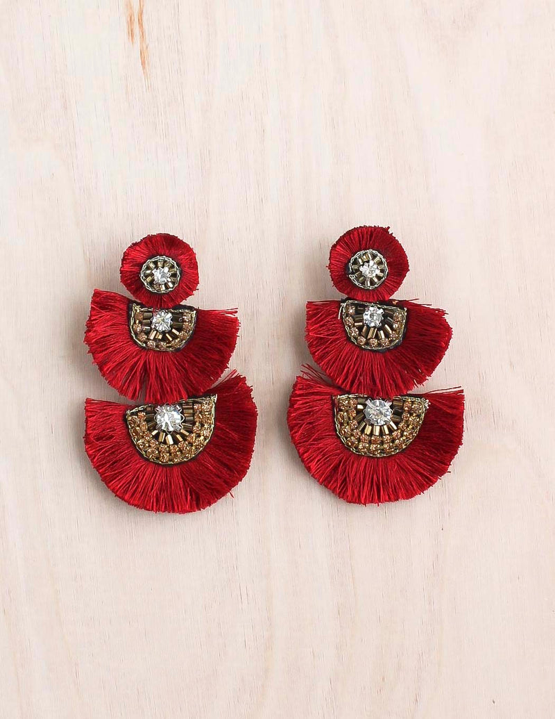 navajo earring, statement earring, beaded earring, fan earring, bali, bali queen, coco rose, raja