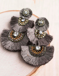 navajo earring, statement earring, beaded earring, fan earring, bali, bali queen, coco rose, raja