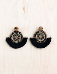 navajo earring, statement earring, beaded earring, fan earring, bali, bali queen, coco rose
