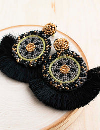navajo earring, statement earring, beaded earring, fan earring, bali, bali queen, coco rose