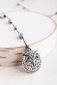 alloy, bali queen, coco rose, silver, rhodium, hypoallergenic, tribal jewelry, owl, owl necklace, happy owl