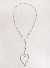  alloy, bali queen, coco rose, silver, rhodium, hypoallergenic, open heart, heart necklace