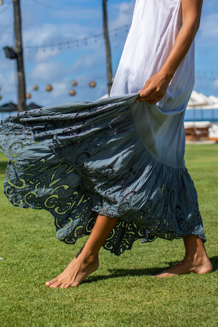 Eyelet Ombre Maxi | Vacation Ready Maxi Dresses Boho Chic Styles | Coco Rose M/L / Ombre / Rayon Eyelet Ombre Maxi | Vacation Ready Maxi Dresses Boho Chic Styles | Coco Rose M/L / Ombre / Rayon