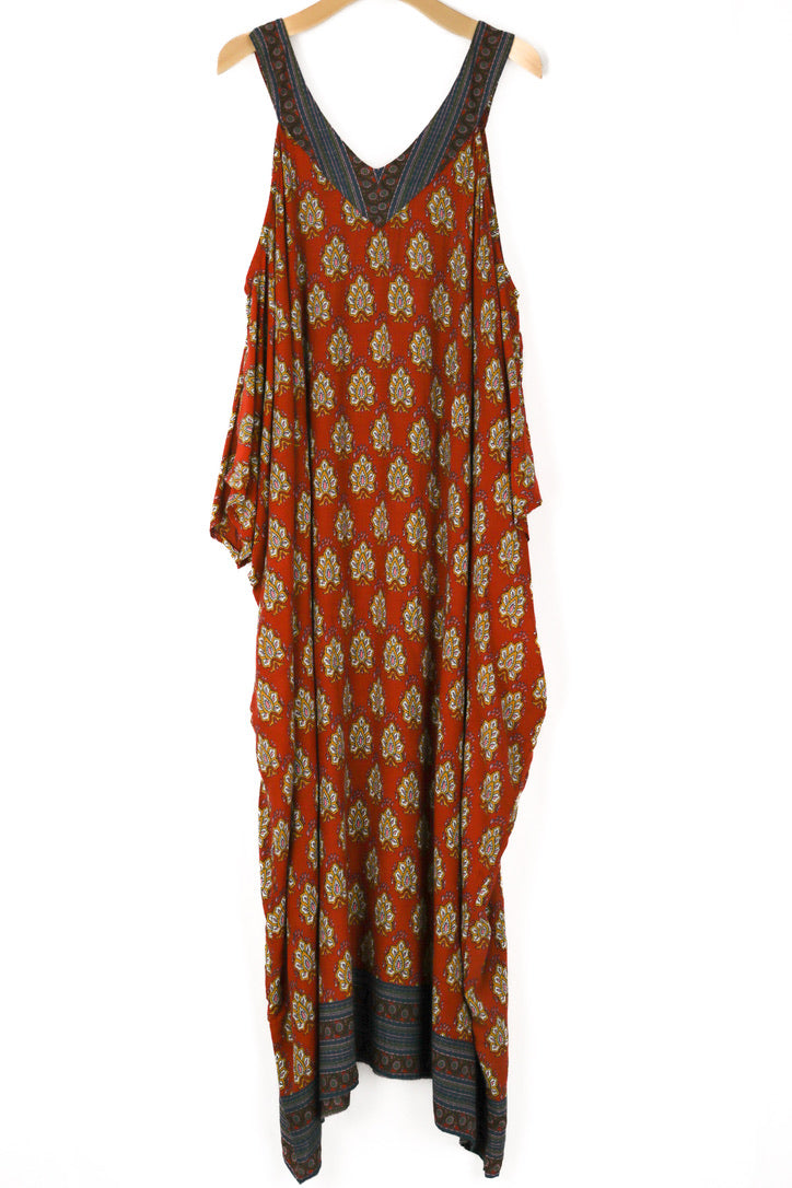 alana, long caftan, open shoulder, plus, bali queen, coco rose, resort wear, rayon