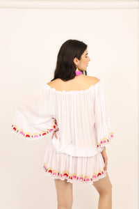  Bali Queen, Coco Rose, Resort Wear, Pool Wear, Bathing suit coverup, summer, summer style, boutique, bali, travel, boho style, sundress, roseta, embroidered, miranda, off the shoulder.