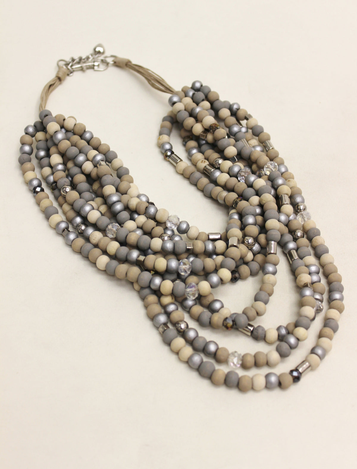 wood beads, silver, fashion jewelry, multi strand, wood jewelry