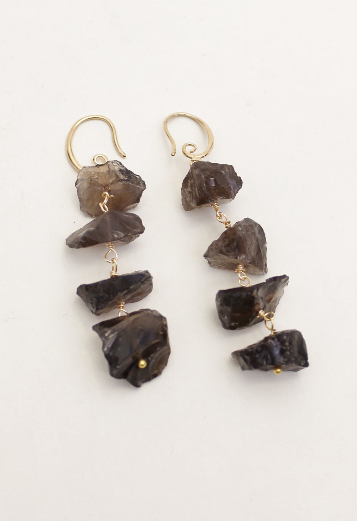 stone earrings, tourmaline, tiered earring, gold earrings, earthy, rock earring, bali queen, coco rose, boho, lavender, black stone
